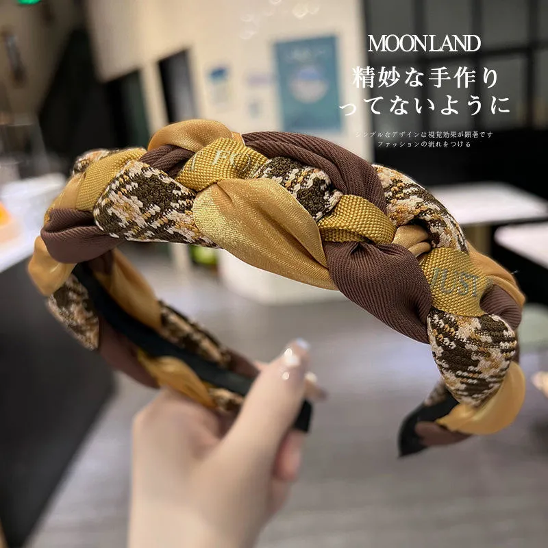 New Style Korean Retro College Style Headband Hairband Fashion Makeup Elastic Headband Twisted for Women Girls