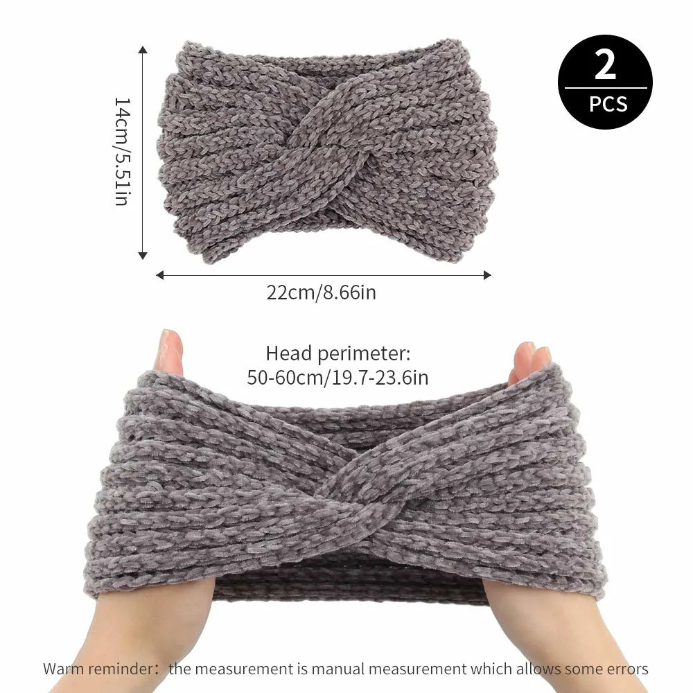 Hot Sales Solid Color Autumn Winter Fashion Knitted Winter Woman Elastic Headband Cute Hair Accessories