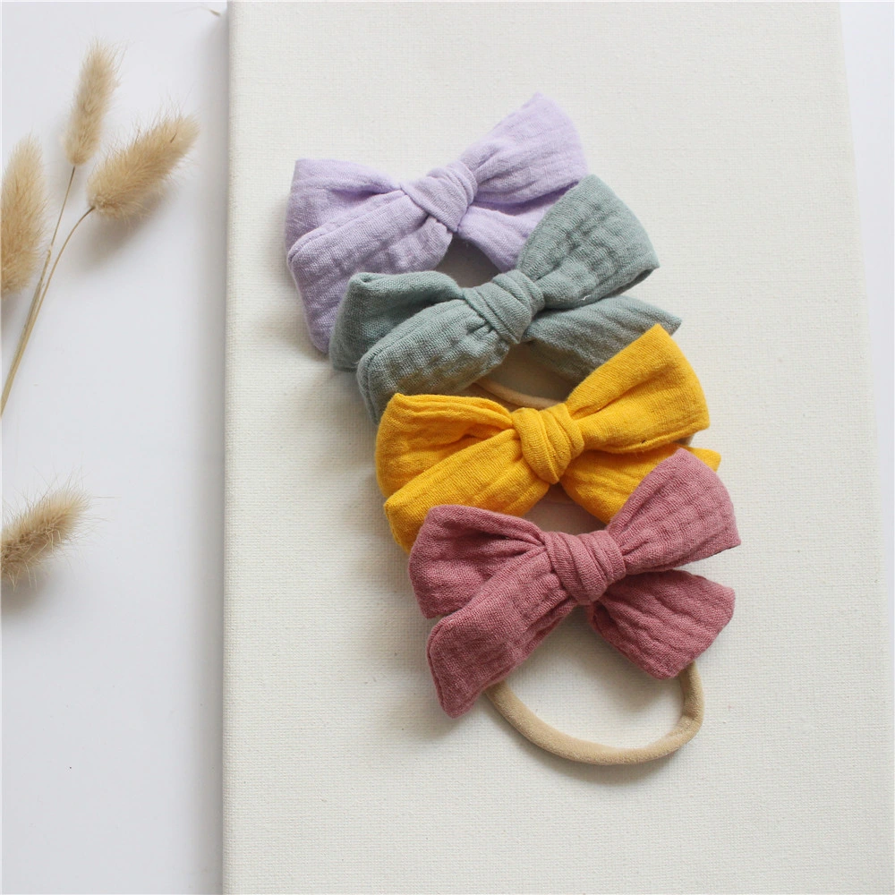 4 Baby Cotton Bow Headband Cute Set Headbands for Baby