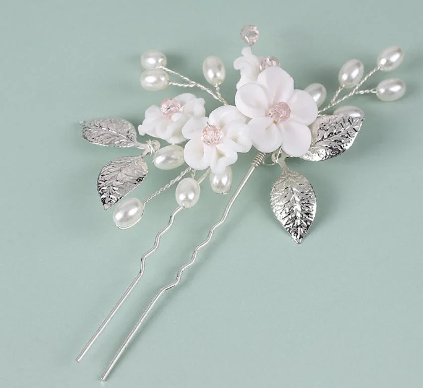 Wedding Bridal Ceramic Flower Hair Pin Hair Comb Headpiece Headband