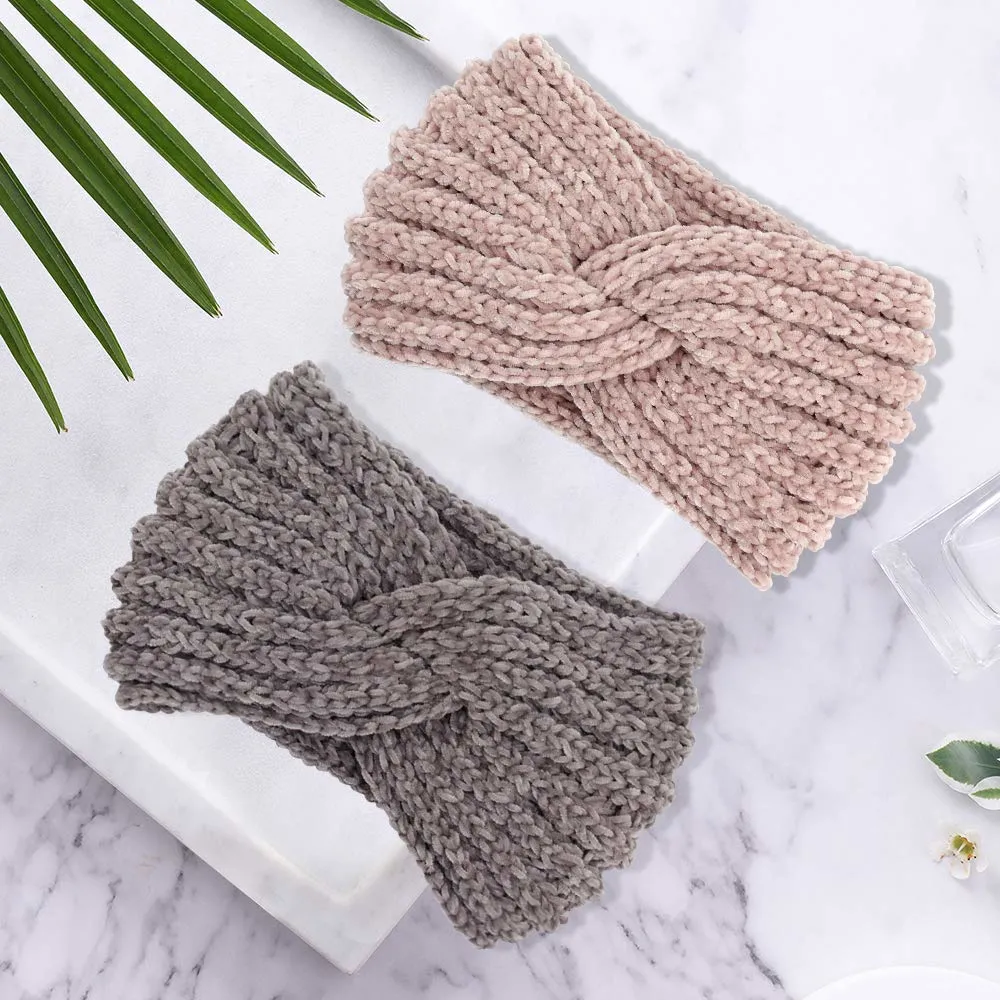 Hot Sales Solid Color Autumn Winter Fashion Knitted Winter Woman Elastic Headband Cute Hair Accessories