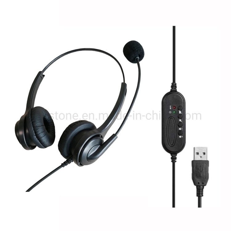 USB Computer Telephone Headset Telephone Binaural Call Center USB Noise Canceling Headset