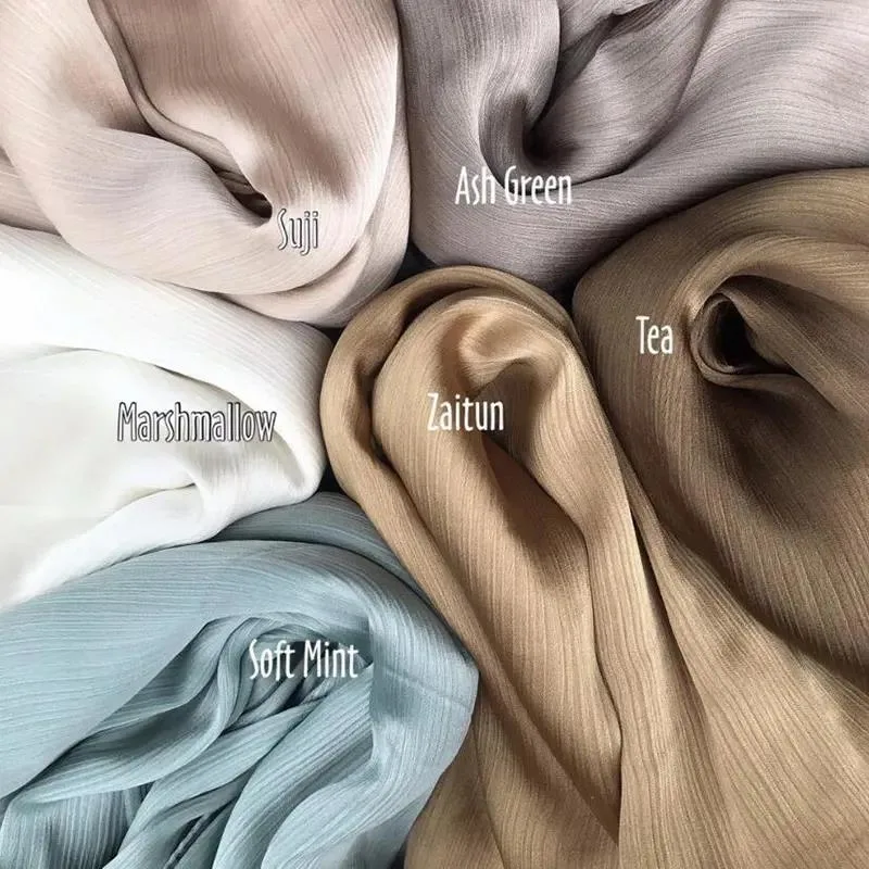 Silk Hijabs Solid Color Plain Scarf Muslim Shawls Headscarf