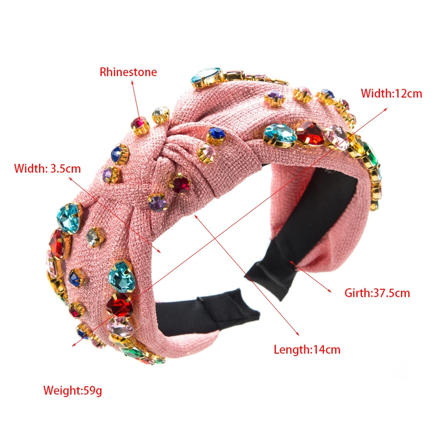 Custom Fashion Solid Color Sponge Headband Colorful Shiny Rhinestone Hair Accessories