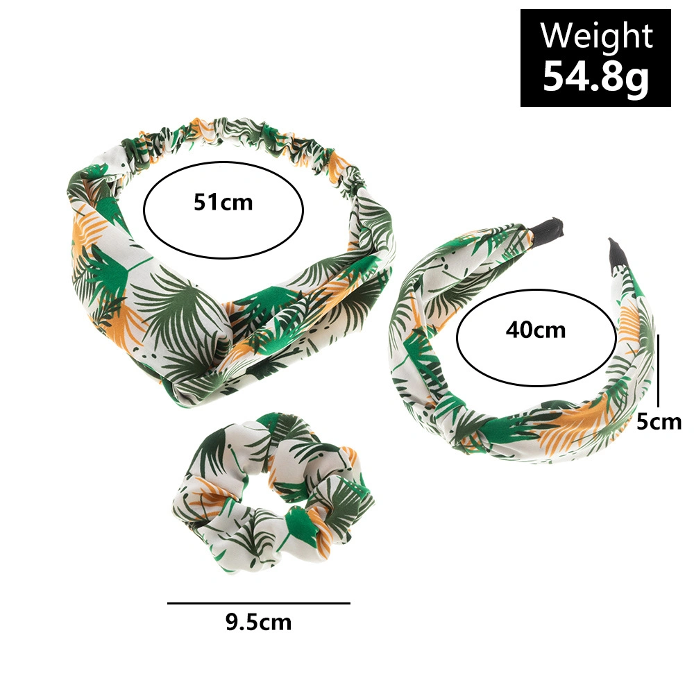 Customized Leaf Print Hairband Elastic Headband Hair Accessory Set