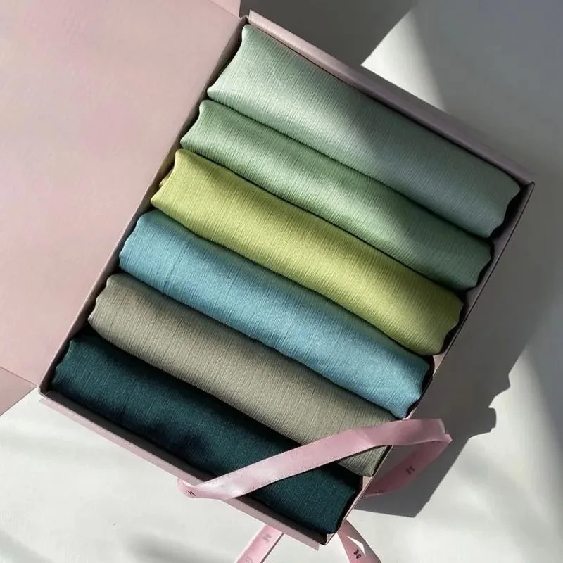 Silk Hijabs Solid Color Plain Scarf Muslim Shawls Headscarf