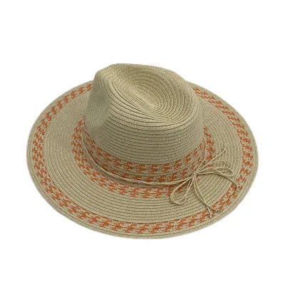 High Quality Donna Lady Paper Breathable Paper Band regolabile Spiaggia Cappello di paglia Sun Wide Brim Panama