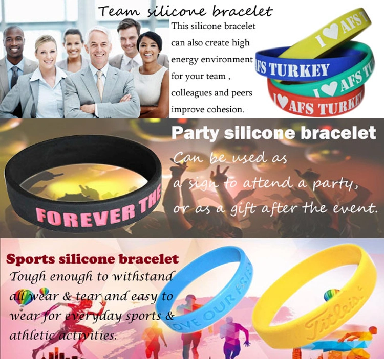 Customized Printed Luminous Silicone Wristband for Marathon Sports Wristband Promotion Gift