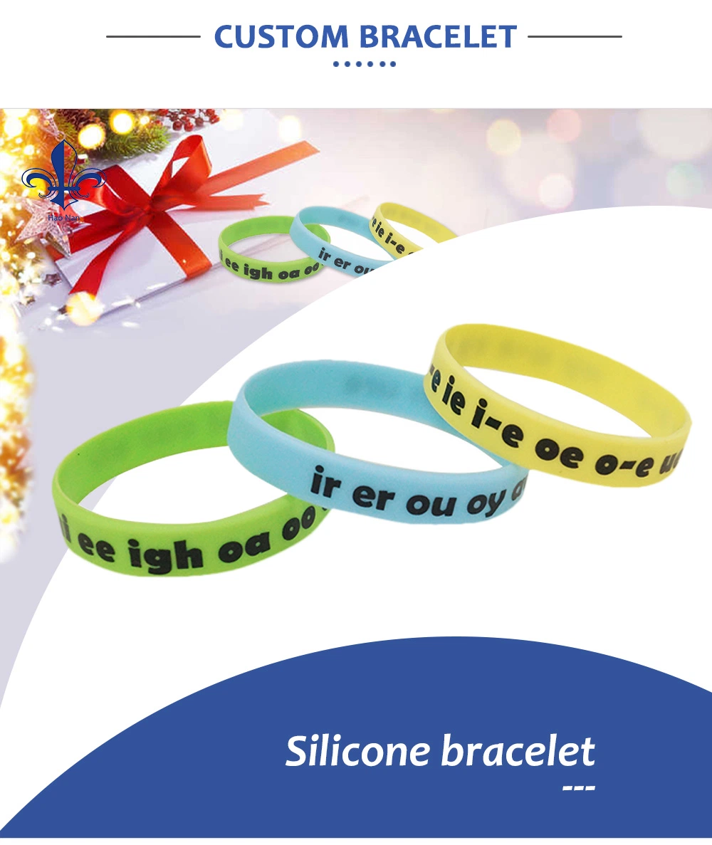 Customized Design Rainbow Eco-Friendly Silicone Wristband with Printing Logo