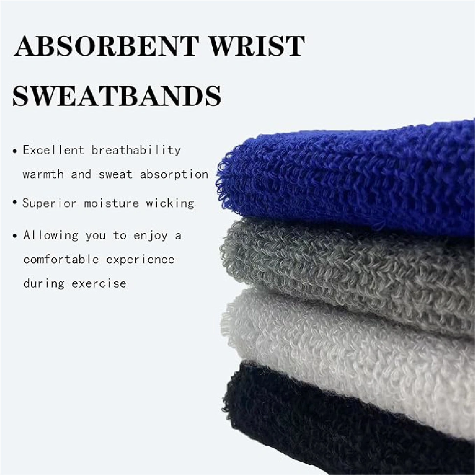 Sweatbands Sports Wristband for Men &amp; Women - Moisture Wicking Athletic Cotton Terry Cloth Sweatband for Tennis, Basketball, Running, Gym, Working out