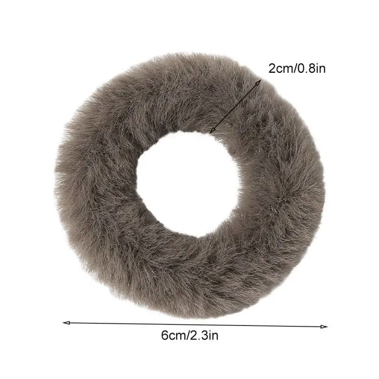 Hot Selling Fake Fur POM Poms Elastic Hair Tie Colorful Round Ball Hair Band