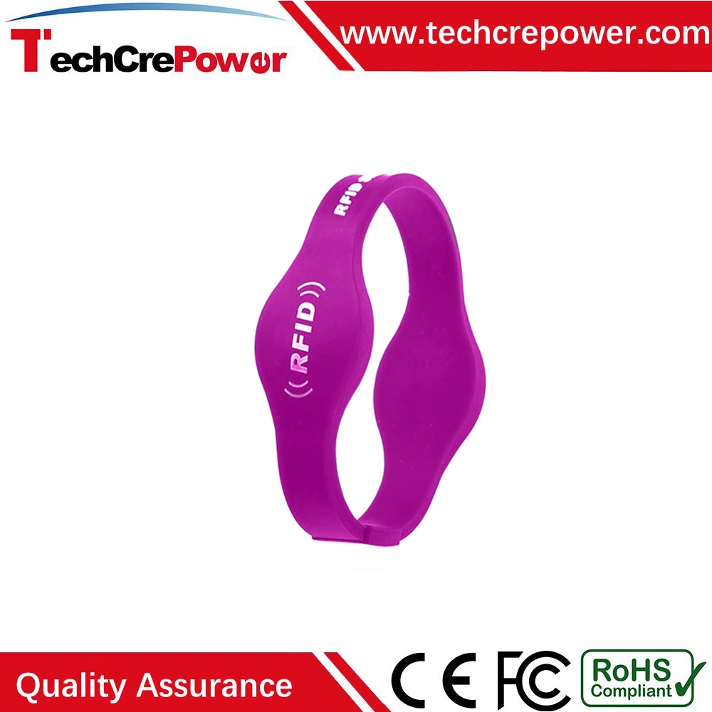 G018-65 Oblate Head Dual-Frequency RFID Silicone Wristband with T5577+H3 Chip