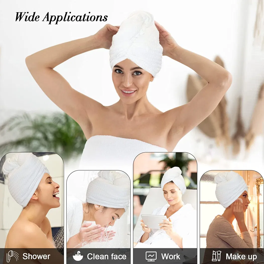 Microfiber Waffle Rapid Drying Hair Turban Hair Towel Wrap