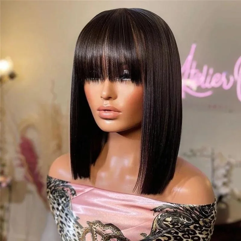 Best Quality Bob Wigs Grade 12A Lace Wigs with Baby Hair, Fringe Bob Brazilian Human Hair Bob Wig