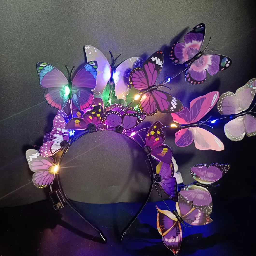 Amazon Hot Sell Butterfly Flower Branch Hair Band 2024 New Shape LED Headband