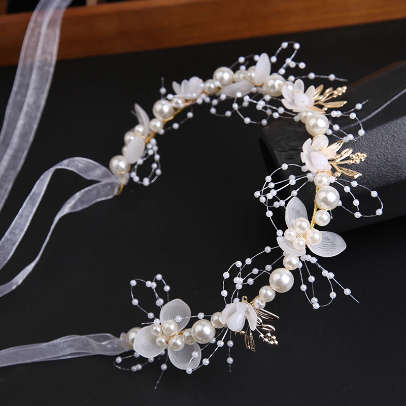 Gold Wreath Pearl Hair Band Crown Sweet European-Style Headdress Hairbands