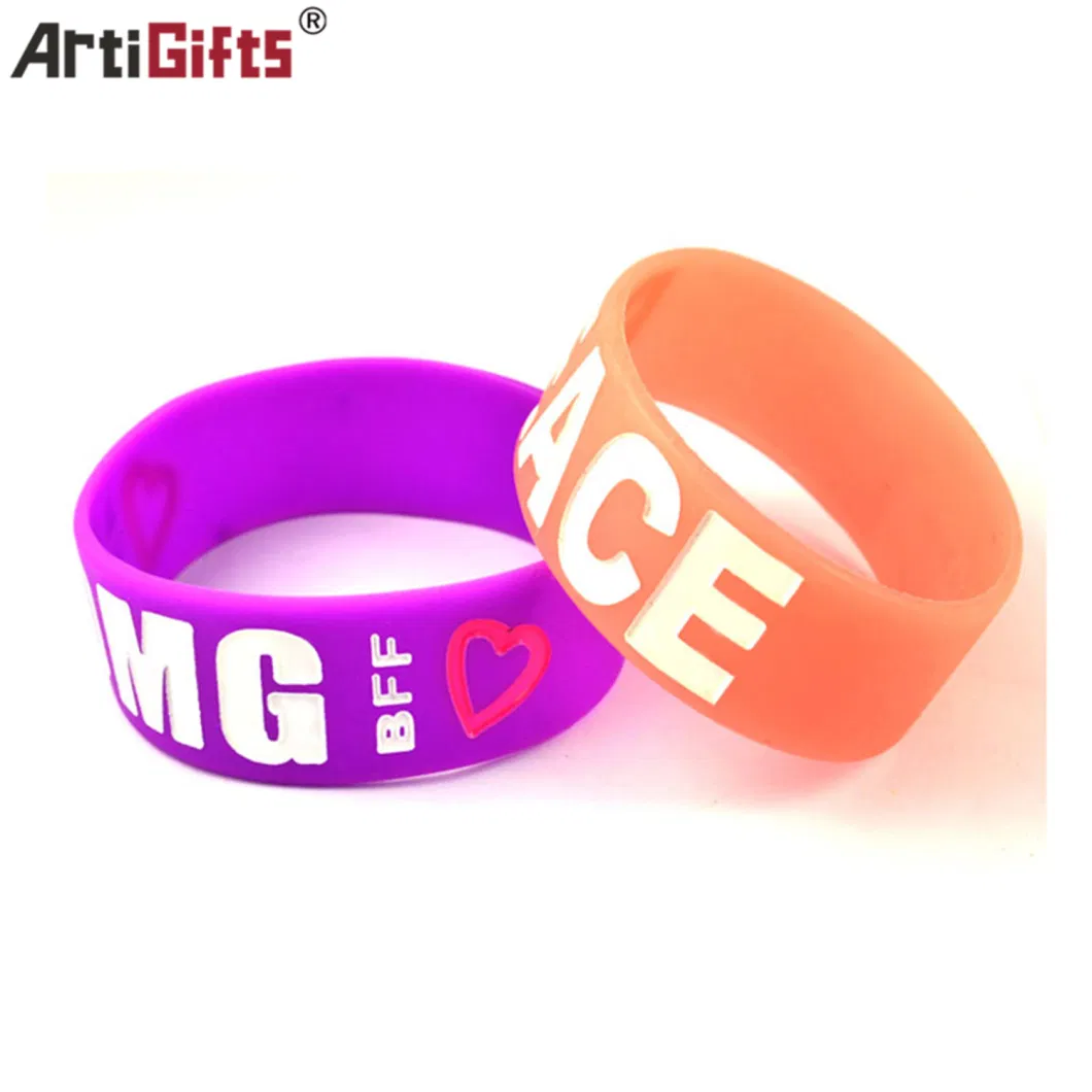 Customized Printed Logo Rainbow Rubber Adjustable RFID Silicone Wristband