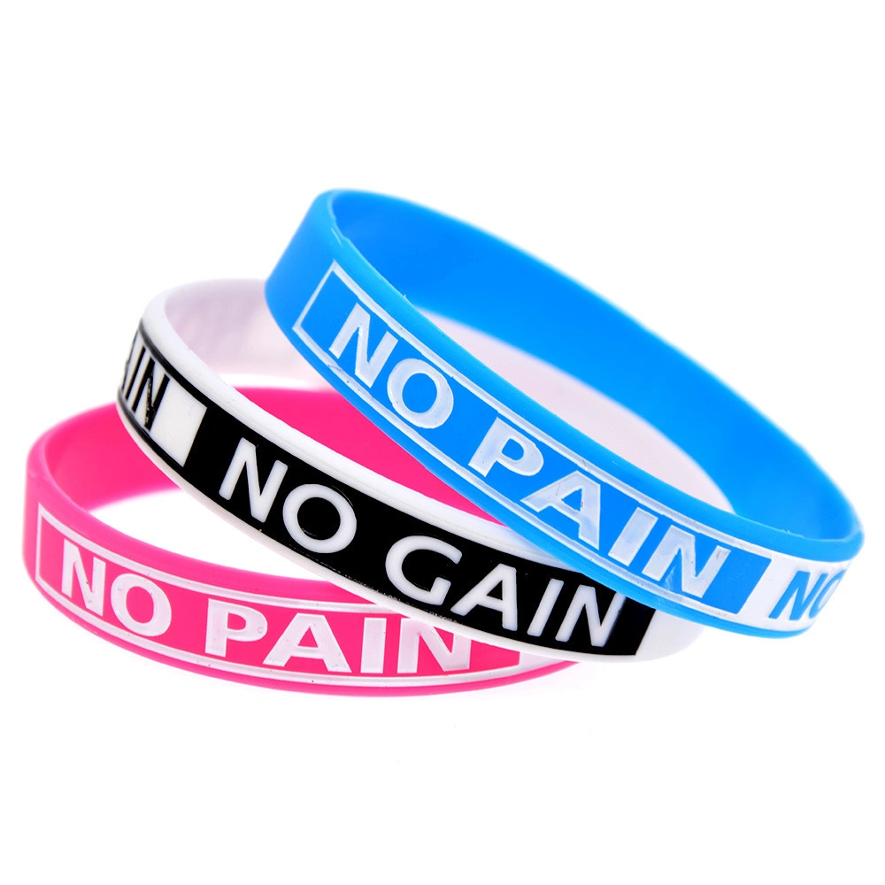 Custom Indented Color Filled Silk-Screen Logo Silicone Bracelet Silicone Wristband