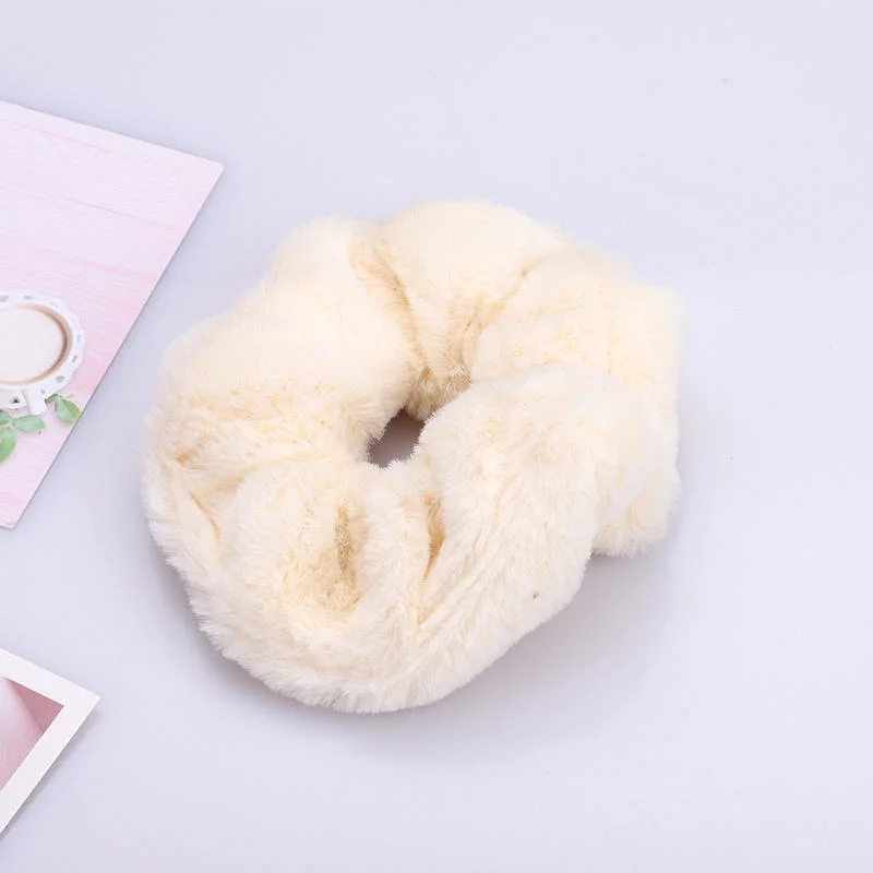 Fashion Girl Jade Rabbit Velvet Large Intestine Hair Circle Candy Color Plush Head Band