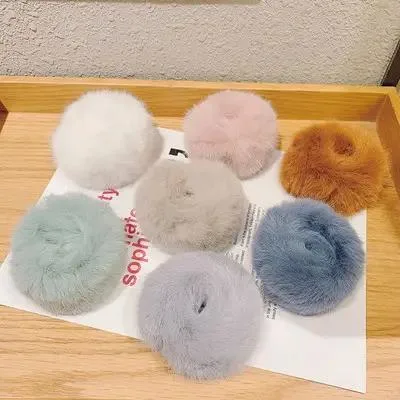 Autumn and Winter Plush Cute Slap Circle Solid Color Faux Rabbit Fur Hair Band