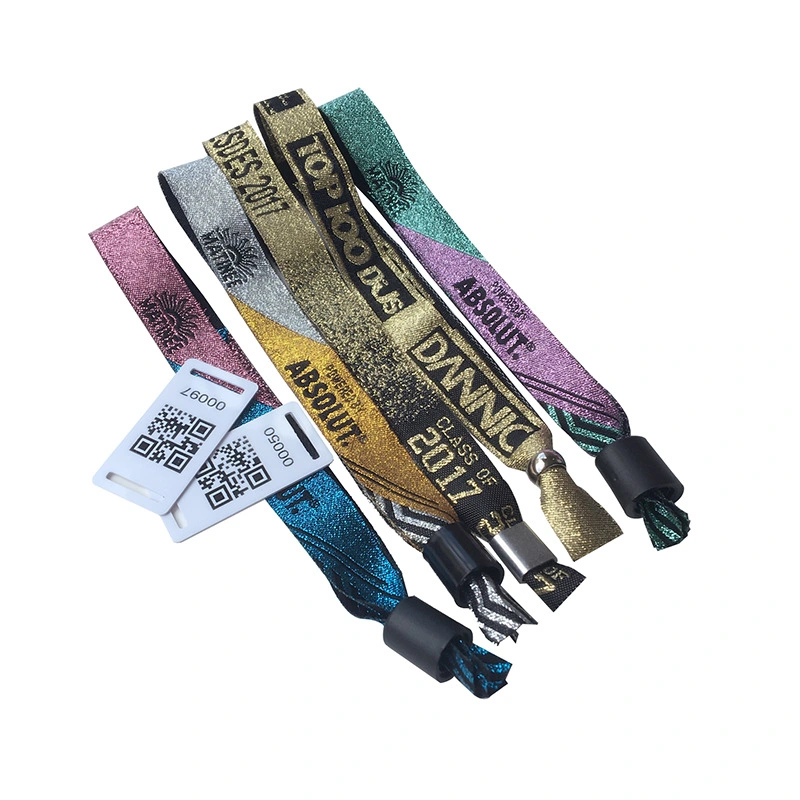 Adjustable Festival RFID Woven Fabric Wristband NFC Wristband with Card