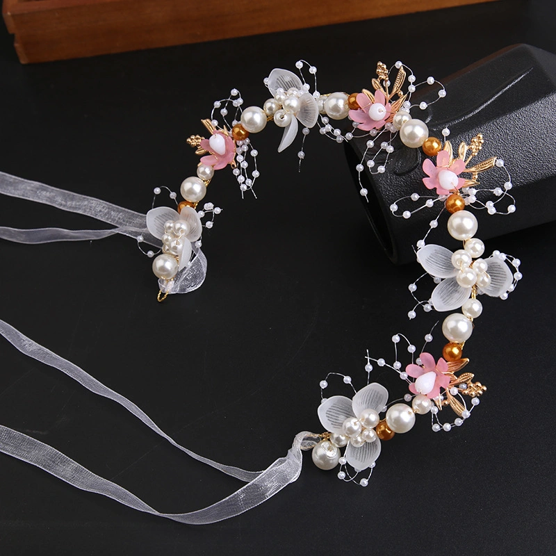 Gold Wreath Pearl Hair Band Crown Sweet European-Style Headdress Hairbands