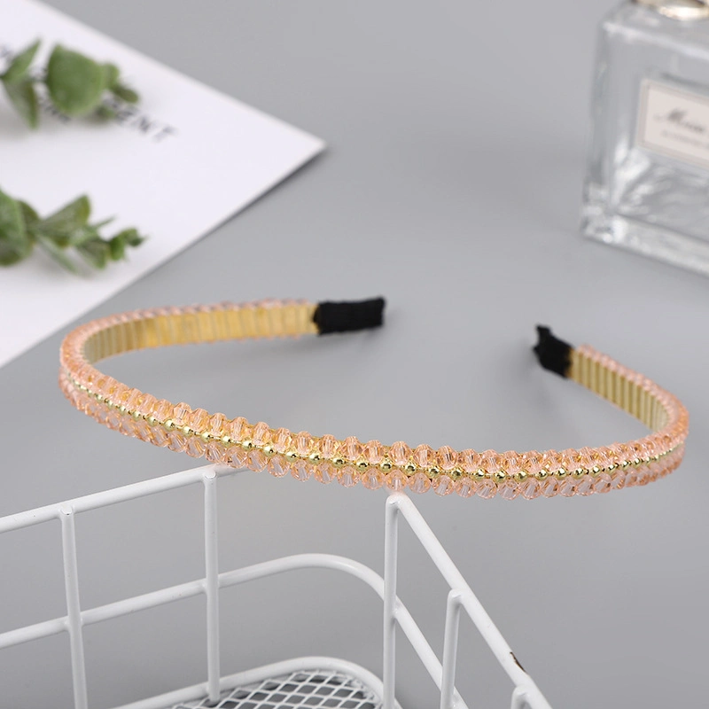 Fashion Crystal Hair Band Hand Beaded Hair Clip Simple Hairband