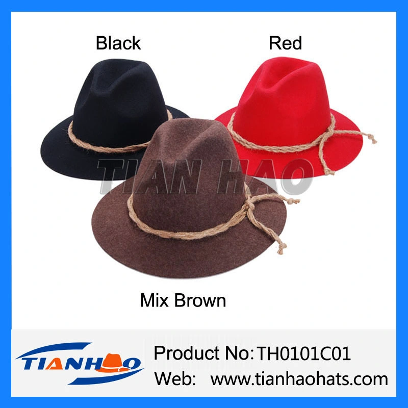 Fashion Wool Felt Festival Man Cowboy Hat with Leather Band