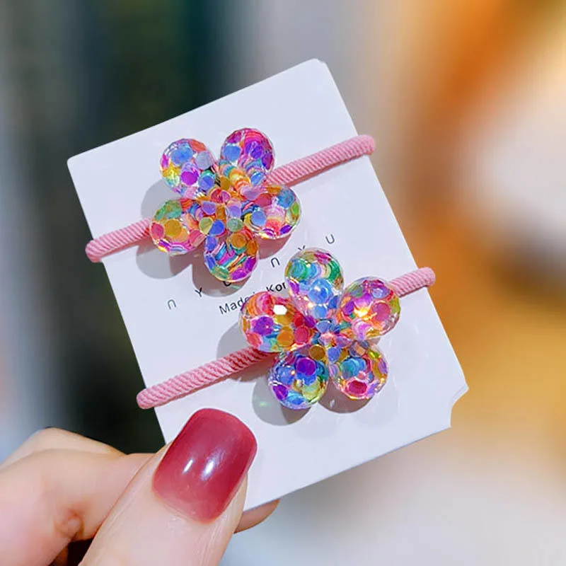 South Korea&prime;s New Children&prime;s Laser Sequin Flower Rubber Band