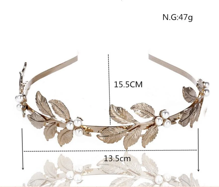 Hair Bands with Pearl and Leaf Decoration Wedding Hair Accessory for Women