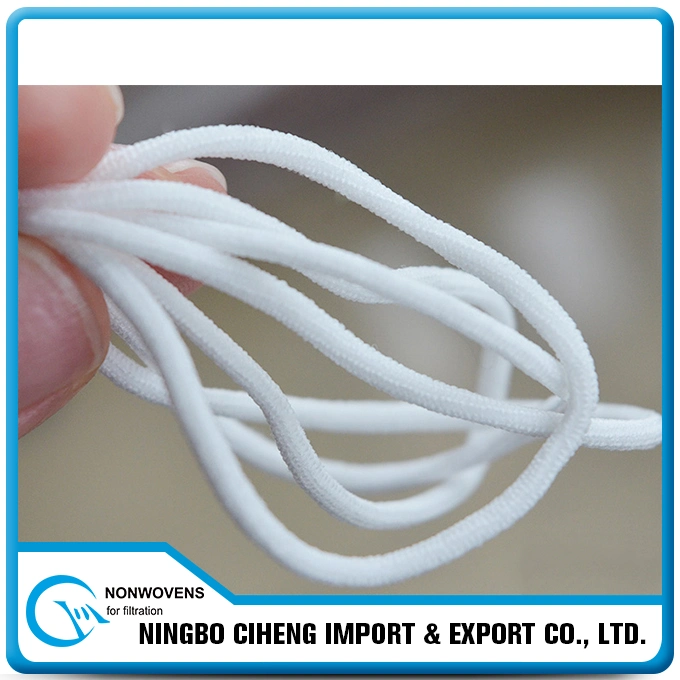 China Supplier Custom 2.5mm Wide White Colour Round Braided Elastic Band