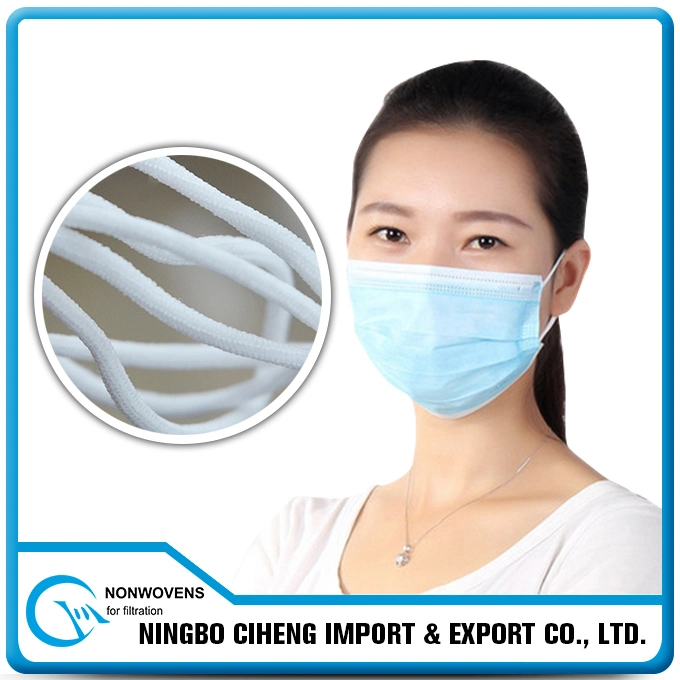 China Supplier Custom 2.5mm Wide White Colour Round Braided Elastic Band