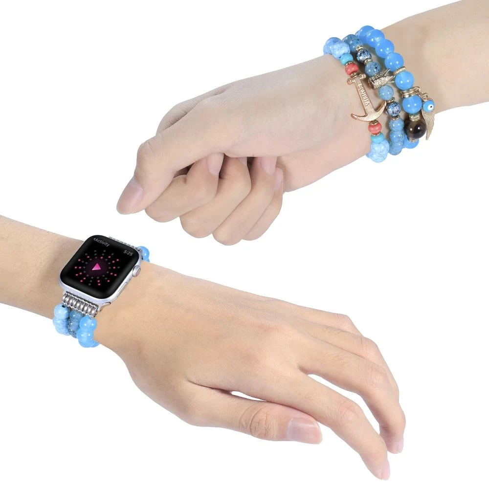 Pearl Strap Crystal Beaded Bracelet Elastic Watch Band for Apple iWatch Serie 1 2 3 4 5