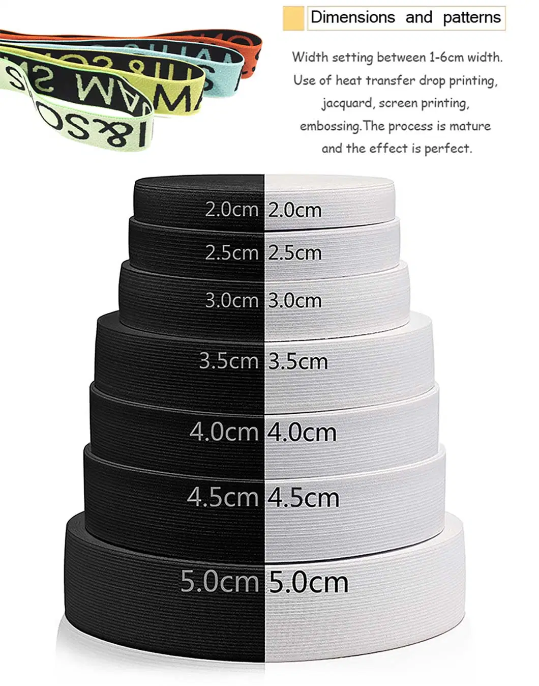 Thin Elastic Edge Wrap Polyester 20mm Elastic Band for Down Jacket Cuff Thread Edging Band