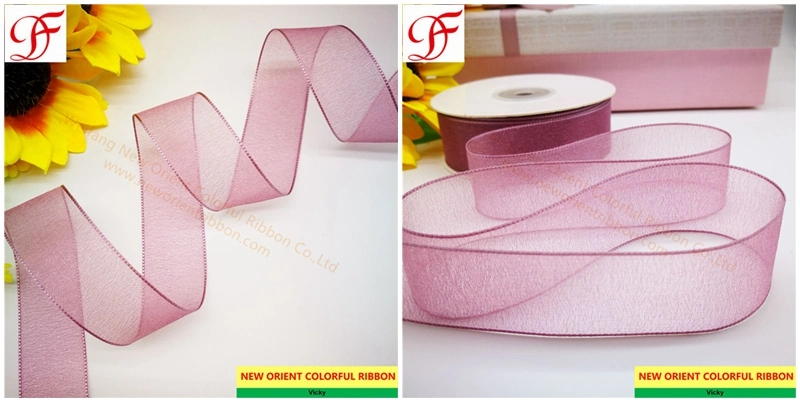 Korea 40mm 38mm Satin Shining Sparkle Sheer Organza Ribbon Grosgrain Satin Double Face Metallic Cintas Nastri Doppio Raso, Band