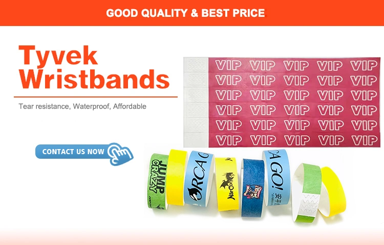 Disposable Festival Band Yellow Papier Wrist Bands Strong Stick Glue Tyvek Paper Wristband Customized