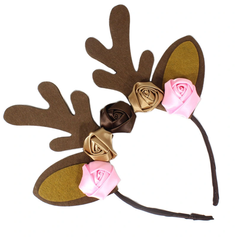 Christmas Antler Headband Party Decorations Non-Woven Elk Hair Hoop Hairband