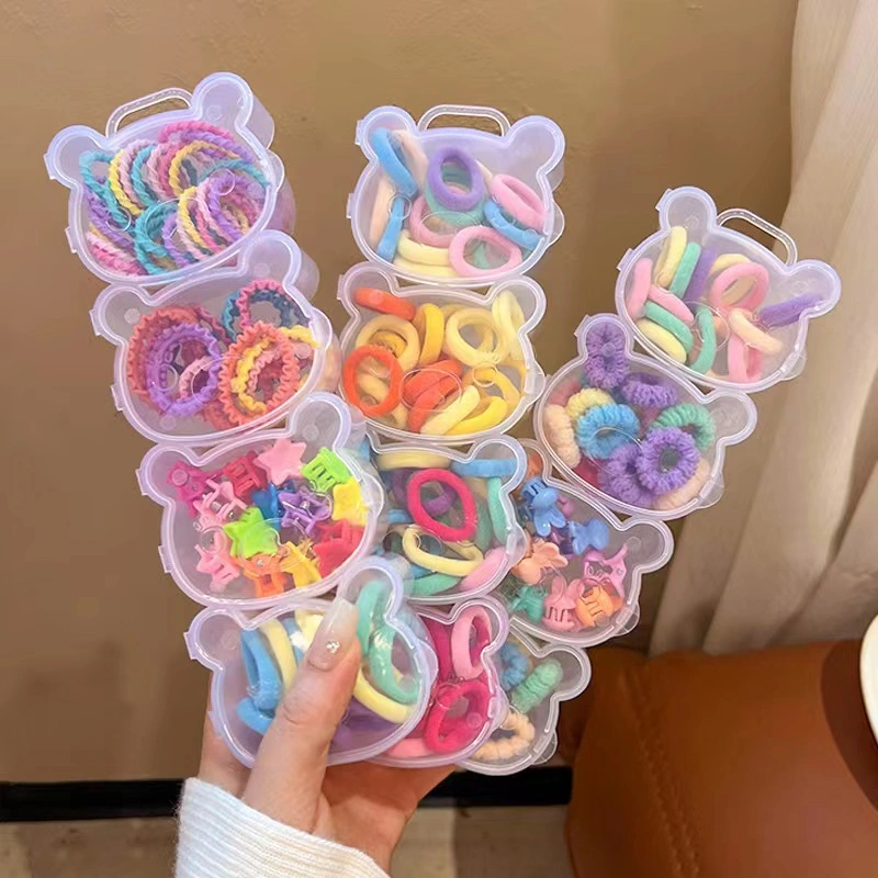 Heart Box Packing Kids Hair Accessories Flower Grab Clip Rubber Band