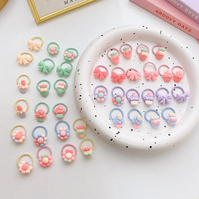 40PCS/Set Cute Children Hair Circle Colorful Bow Star Braided Hair Ring Rubber Band