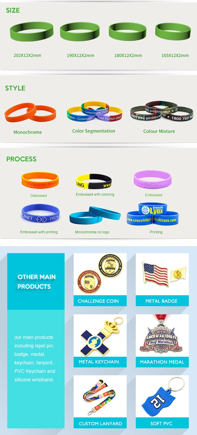 China Supplier Thin Silicone Sport Wristband with Ten Years Manufacturing Experience