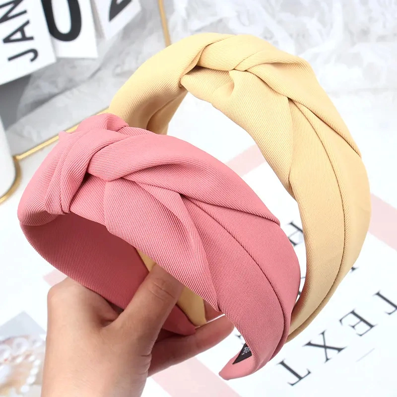 Hot Sale Fabric Solid Temperament Twist Cross Headband Hair Accessories Head Band Fashion Wide Makeup Headwear Hairband