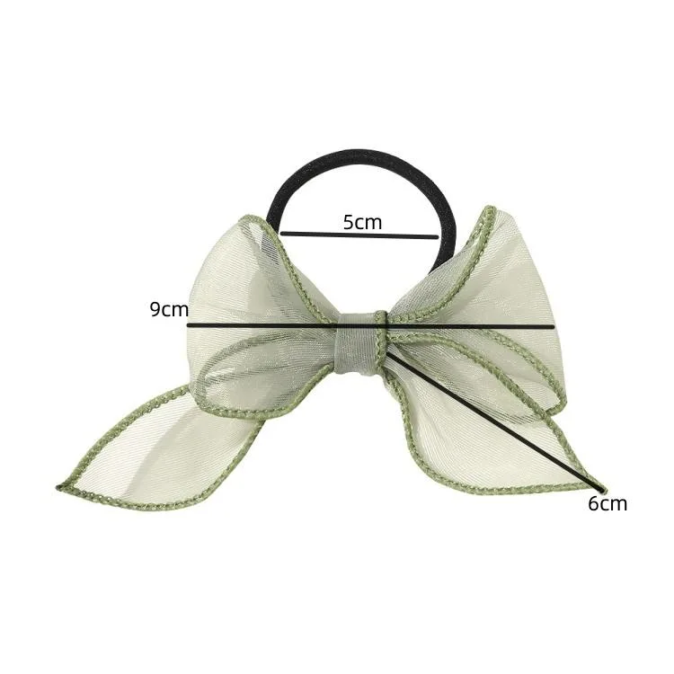 French Style Mesh Hair Tie Bow Hair Scrunchies Mesh Ponytail Elastic Band