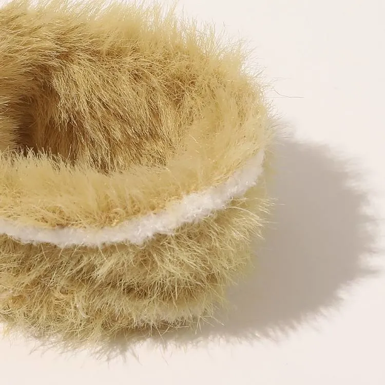 Hot Selling Fake Fur POM Poms Elastic Hair Tie Colorful Round Ball Hair Band