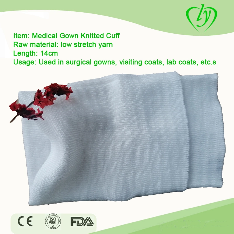 Disposable White Knit Cuff for Isolation Gown