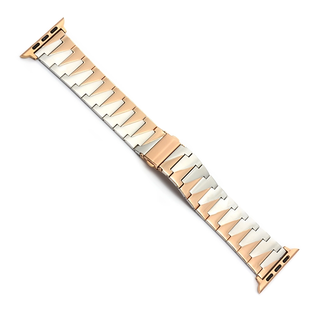 Factory Price Watch Band Fashion IP Silver &amp; IP Rose Gold 304 Stainless Steel Apple Band with Spring Buckle