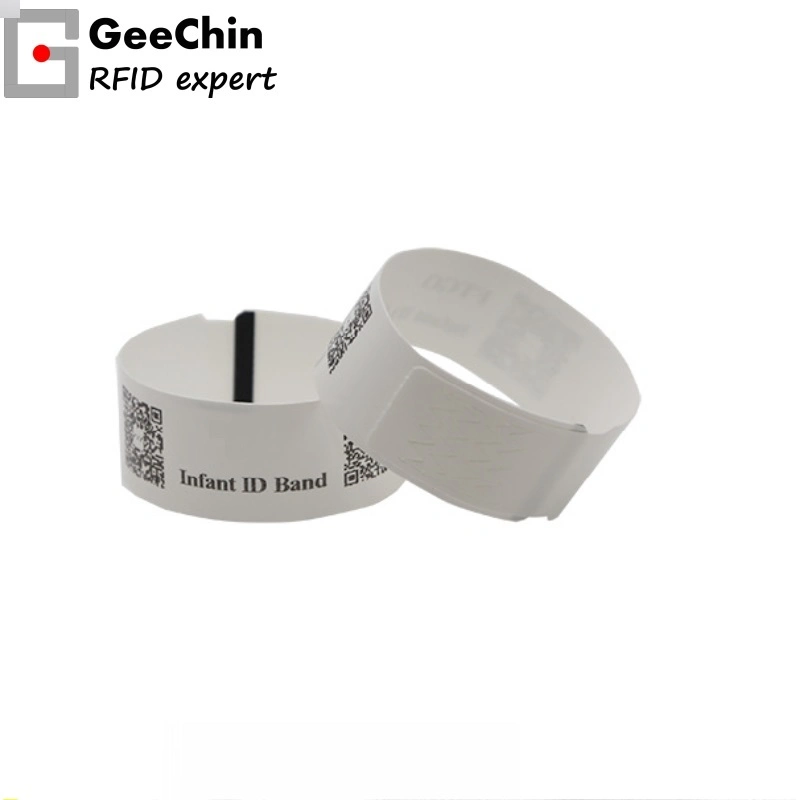 OEM Cheap Disposable 13.56MHz UHF RFID Wristband Patient Use Thermal Paper Wristbands Long Range for Hospitals Pet Material Soft PVC Material Bracelet