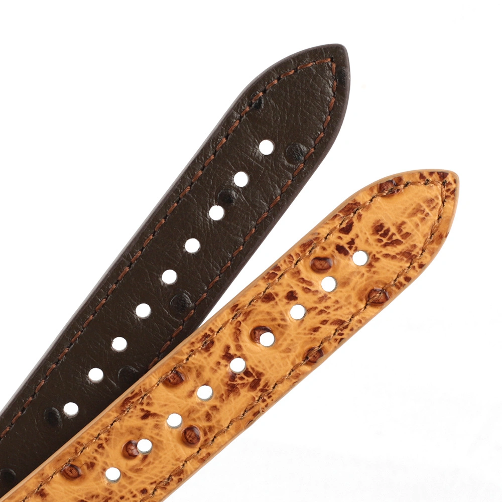 Cheap Price High Quality Ostrich Pattern Leather Watch Straps Real Leather Watch Bands