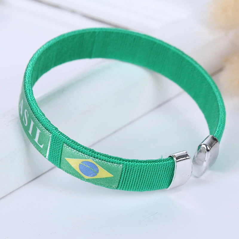 Rope Weave 2022 World Cup High Quality Qatar Sport Event China Wholesale Blank Cooling Velcro Custom Print Logo Soccer Football Team Rope Promotion Wristband