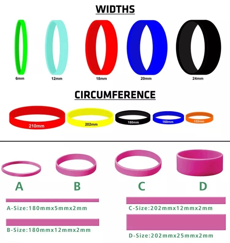 Customized Promotional 24mm Wide Silicone Bracelet Wrist Bands with Logo Silk-Screen