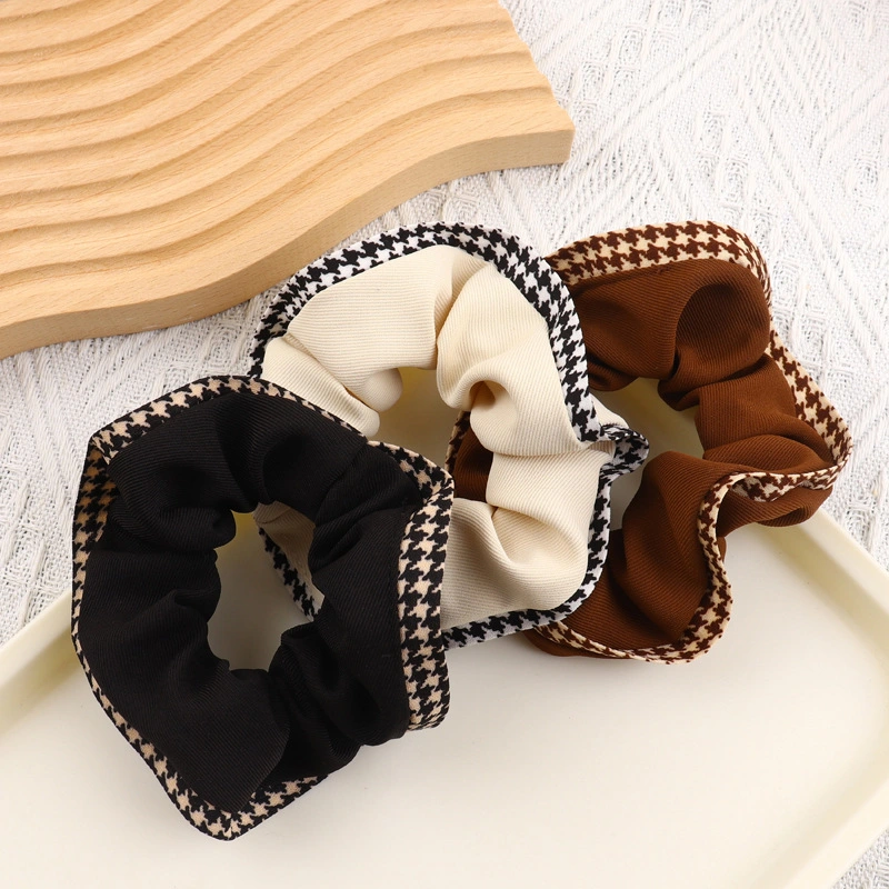 Classic Coffee Color Large Colon Circle Thousand Bird Check Hairband Rubber Band